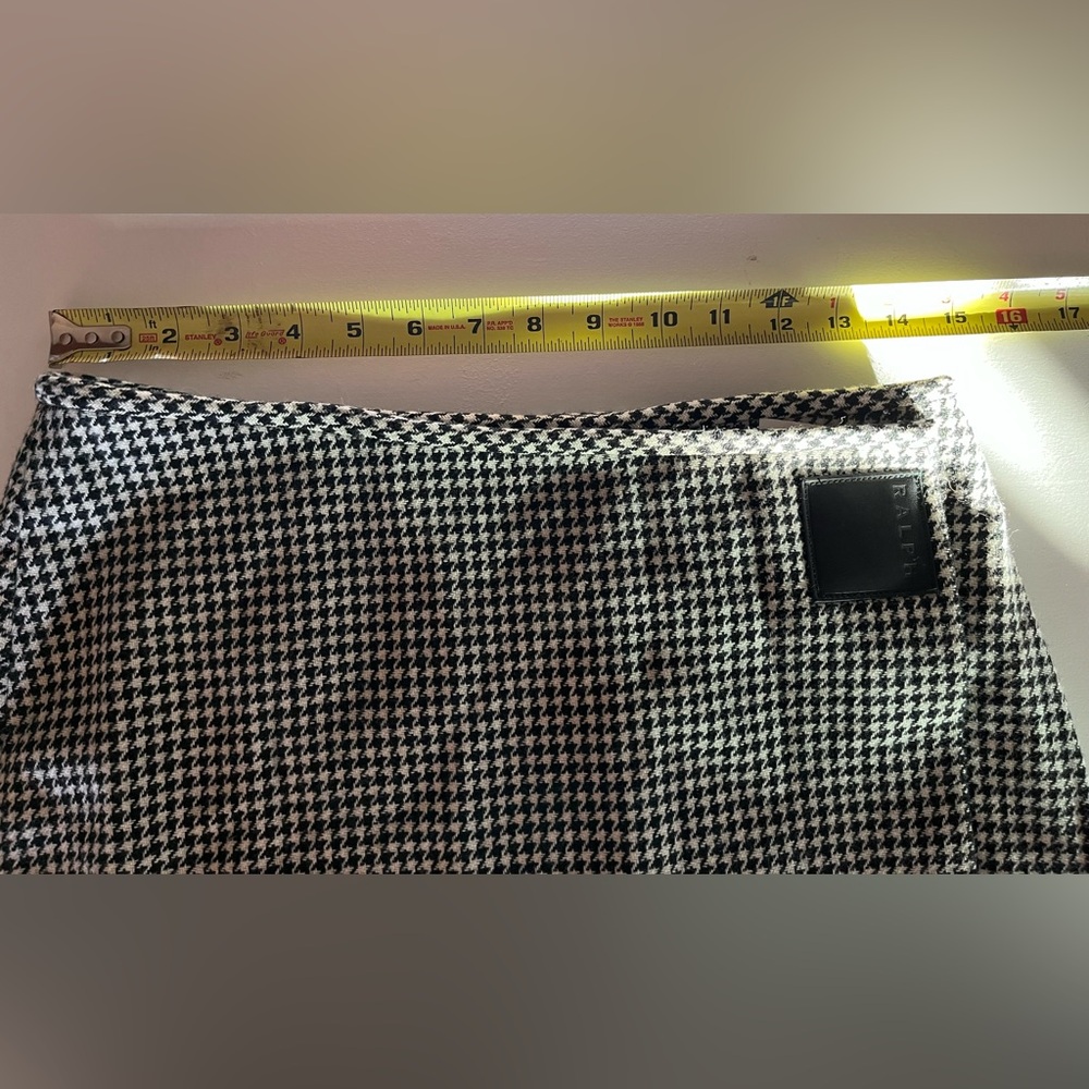 Women’s vintage Ralph Lauren Skirt White Black Houndstooth Wool Wrap Lined 8 - Picture 8 of 9
